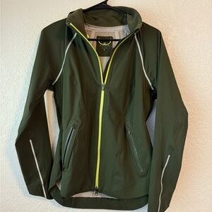 Athleta Olive Jacket with Neon Highlights